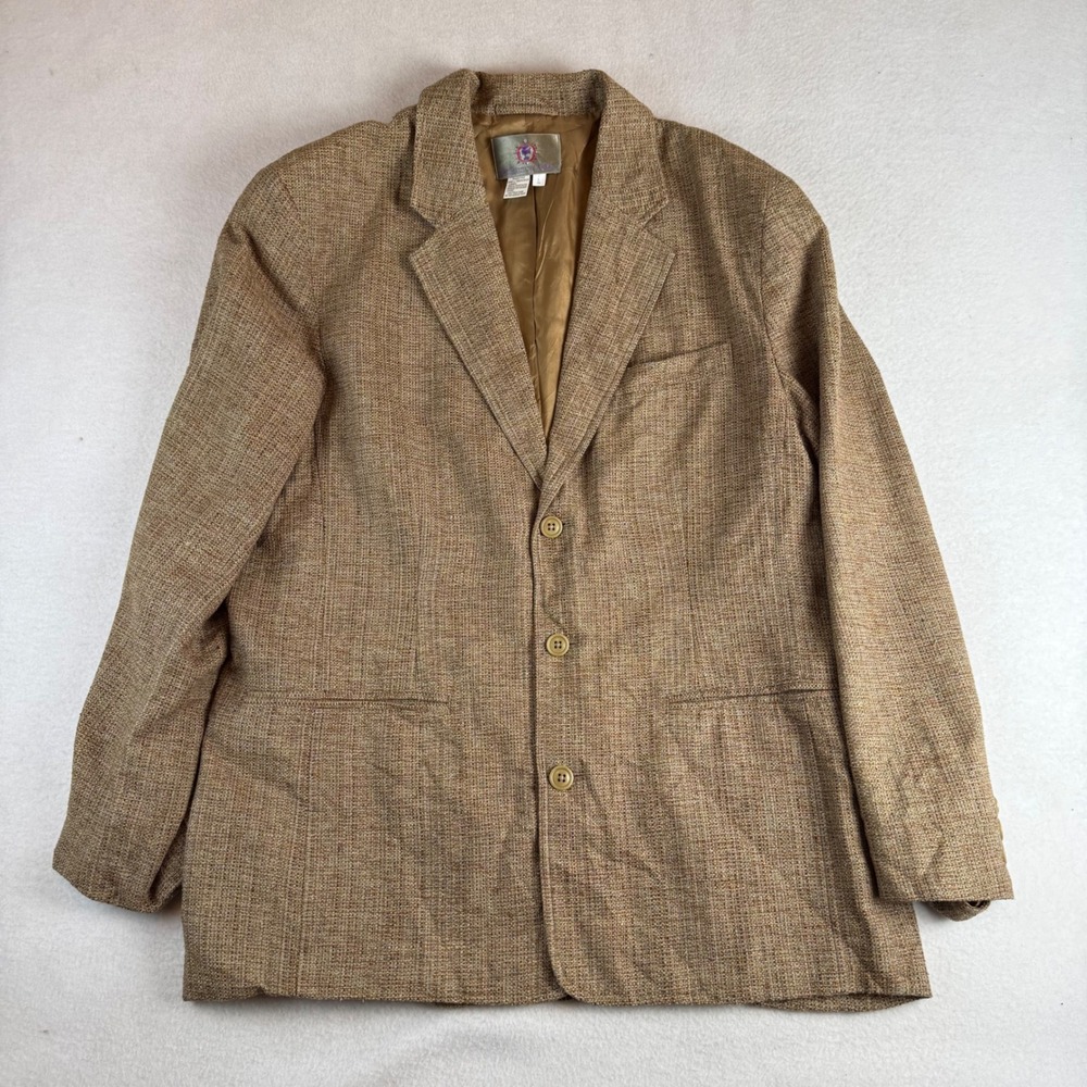 The Territory Ahead Men 100% Silk Blazer Sport Coat Tan Brown Textured Large L